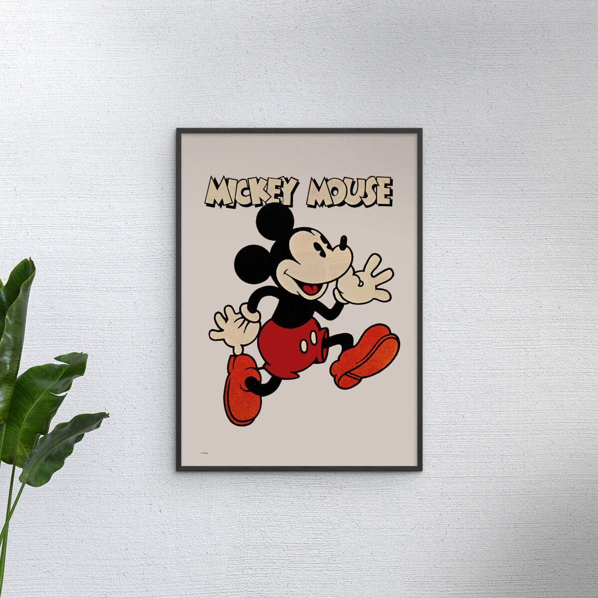 POSTER mit Rahmen Disney - Disney - Mickey Mouse Vintage No. 01 - Beige/Schwarz, Holz/Papier (70/100cm) - Poster&Frame