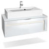 WASCHBECKENUNTERSCHRANK Aloha Absetzungen in Creme Hochglanz - Creme, Holzwerkstoff (96/36/51cm) - Vladon