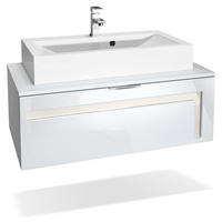 WASCHBECKENUNTERSCHRANK Aloha Absetzungen in Creme Hochglanz - Creme, Holzwerkstoff (96/36/51cm) - Vladon