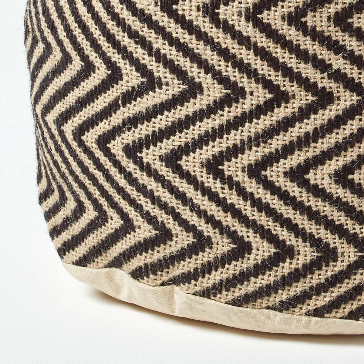 SITZPOUF rund mit Zickzack-Muster, 40/40/45 cm - Schwarz, Textil (45/40/45cm) - Homescapes