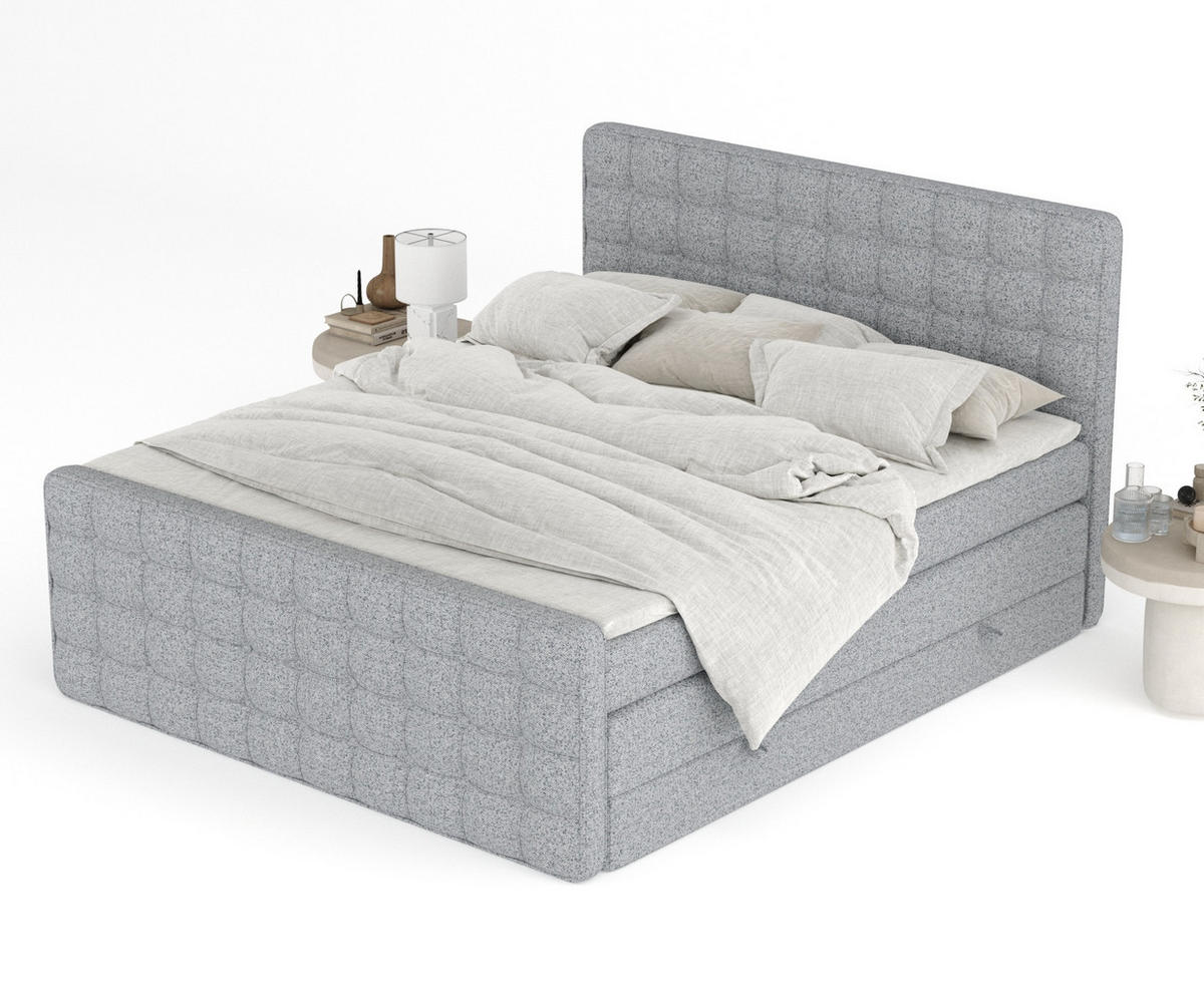 BOXSPRINGBETT Velouria Grau 200/200 cm - Schwarz/Grau, Holz/Holzwerkstoff (200/200cm) - Maison de Reve