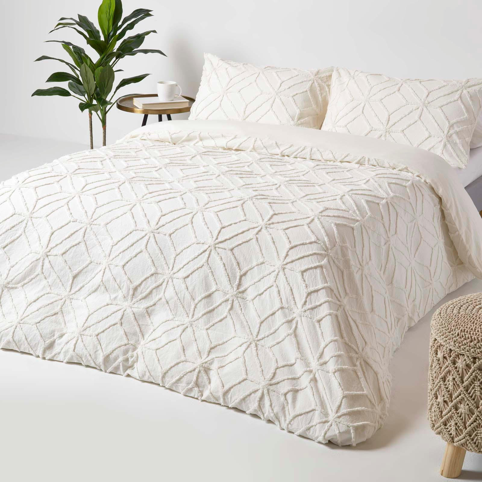 BETTWÄSCHE Perkal getuftet - Weiß, Textil (200/200cm) - Homescapes