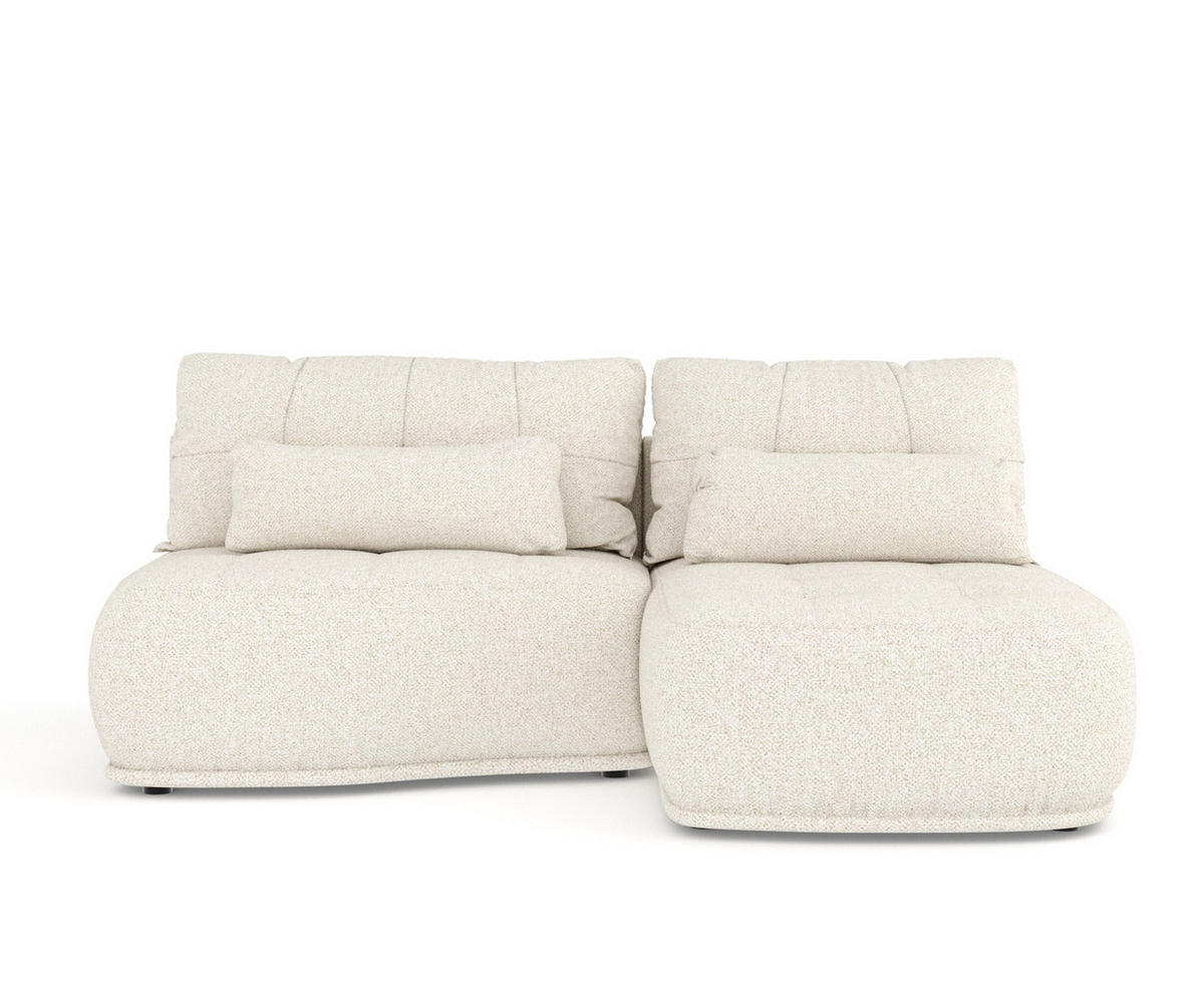 ECKSOFA MIT SCHLAFFUNKTION Batu Creme Plüschstoff - Creme/Schwarz, Holz/Holzwerkstoff (223/158cm) - Maison de Reve