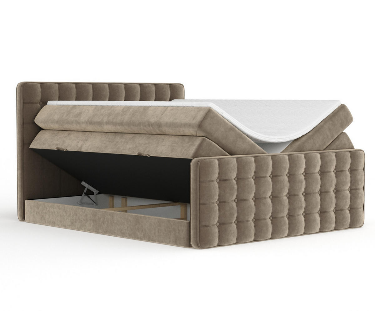 BOXSPRINGBETT Velouria Braun 140/200 cm - Schwarz/Braun, Holz/Holzwerkstoff (140/200cm) - Maison de Reve