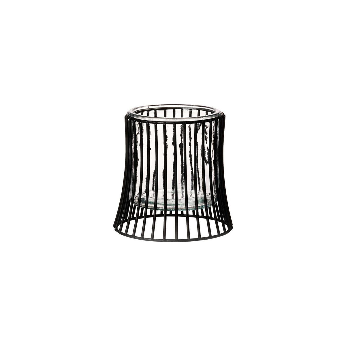 WINDLICHT Nero 12,5 cm - Transparent/Schwarz, Glas/Metall (13/12.5/13cm) - Ritzenhoff Breker
