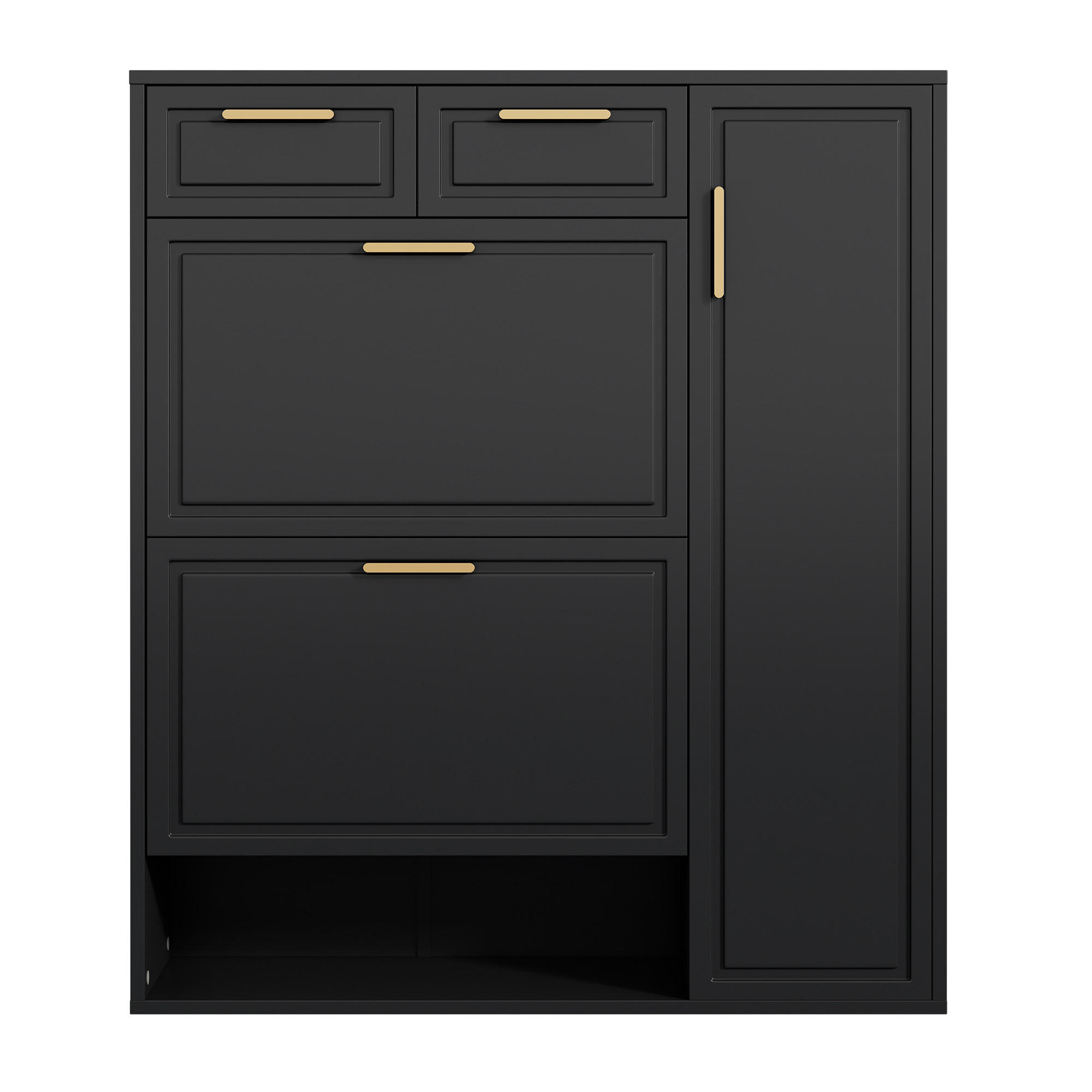 SCHUHSCHRANK Schwarz 95/24/107 cm - Schwarz, Holzwerkstoff (95/107/24cm) - PANGIVO