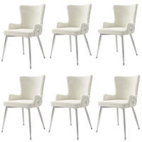 ARMLEHNSTUHL-SET DE-35763 6 Stück mit Samt und Silberbeinen Beige - Beige, Metall (49/85/47cm) - ComfortXL