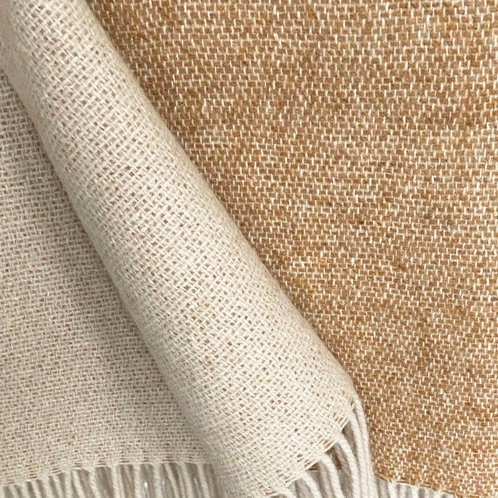 WOLLDECKE Recycelt Beidseitig Kamelbeige 131x170 - Hellbraun, Textil (131/170cm) - Malagoon