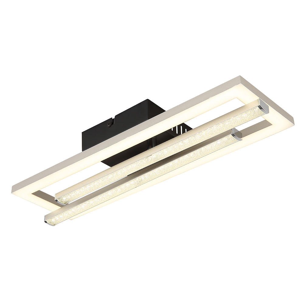 LED DECKENLEUCHTE Kristall Schwarz - Schwarz, Metall (40/37.5/6.3cm) - Globo Lighting