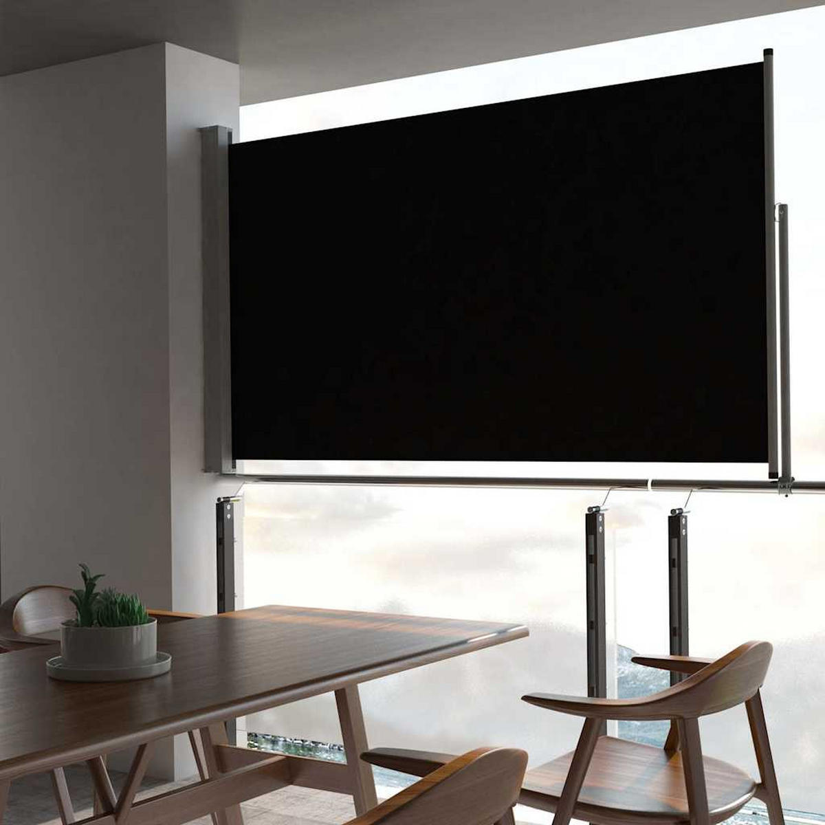 AUSZIEHBARE Seitenmarkise 140x300 cm Schwarz - Schwarz, Textil (300/140/300cm) - furnicato