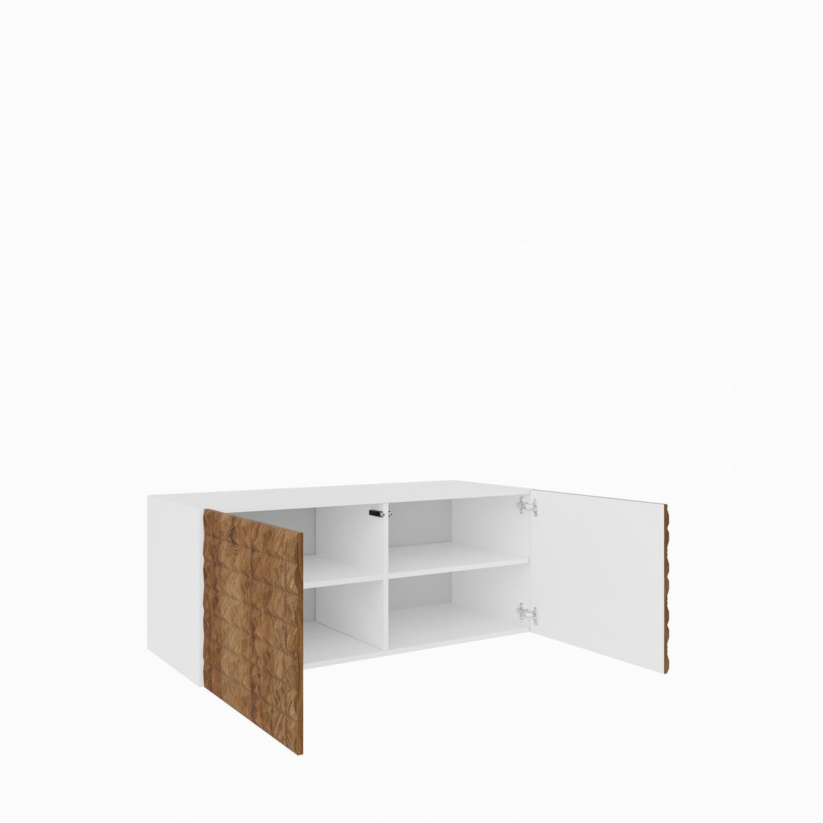 TV-SCHRANK Cali 100 cm, zweitürig, weiß, catania - Weiß/Braun, Kunststoff (100/40/41cm) - Margaret Hadas24