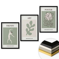 WANDBILDER 3er-Set - 40x60 cm Schwarzer Rahmen - Abstrakte Pflanzenfiguren - Schwarz, Kunststoff (40/60cm) - ArtPrintCave