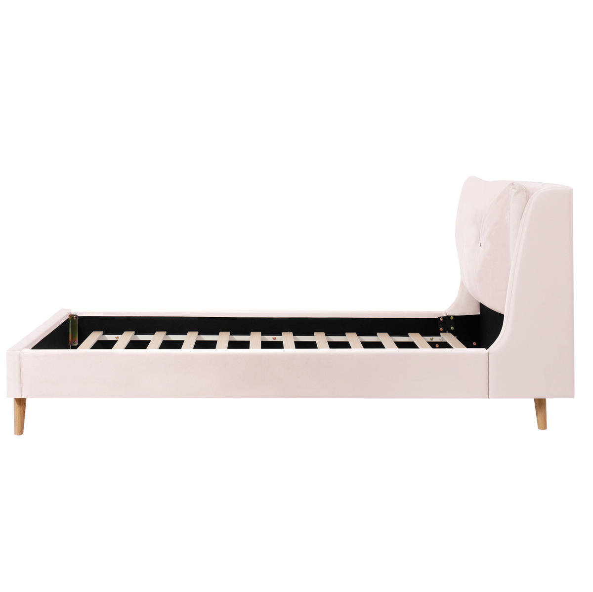 POLSTERBETT aus Samt 90x200 cm in Rosa mit Lattenrost & Stauraum - Rosa, Textil (90/200cm) - Modfu