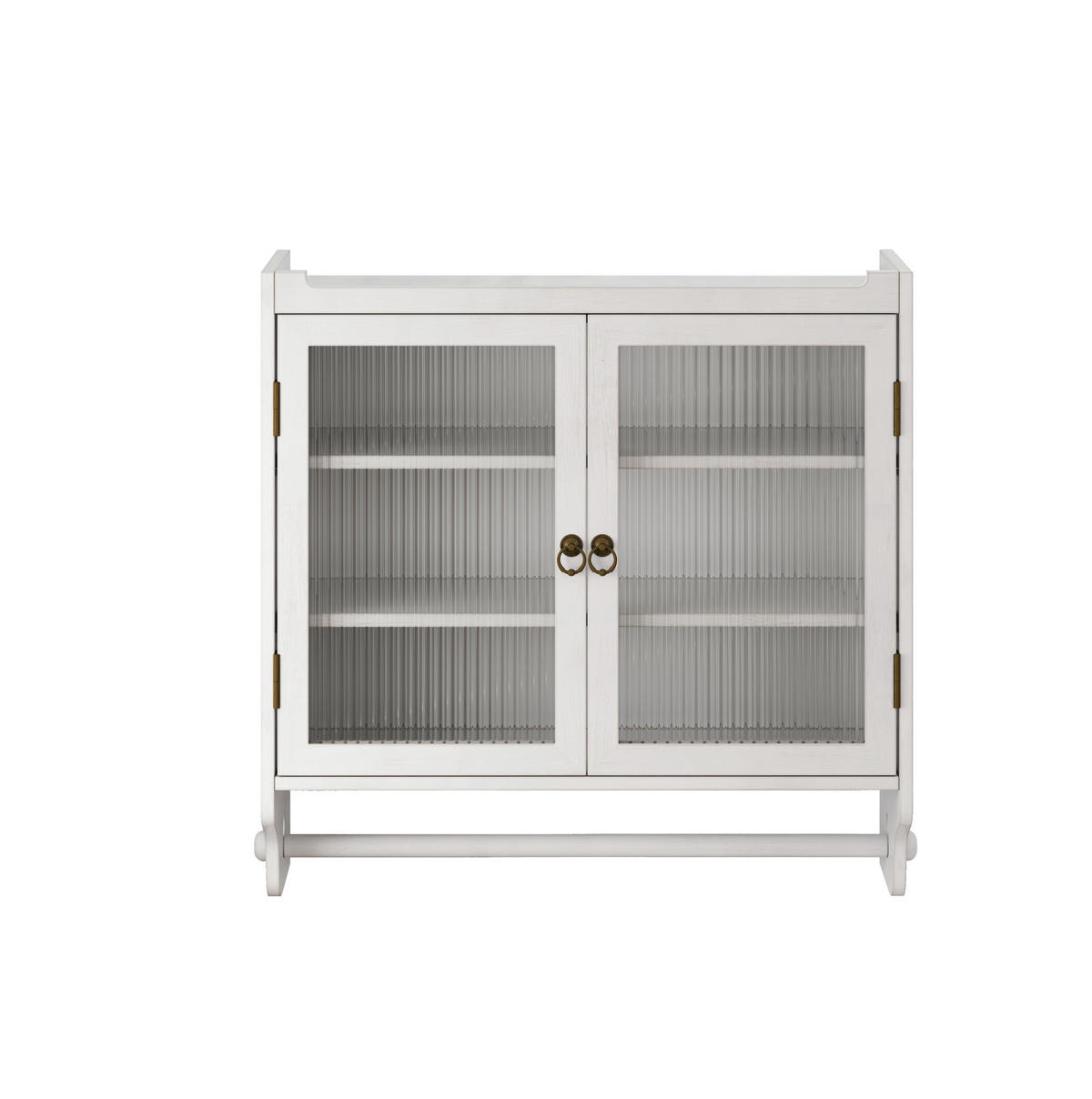 KÜCHENOBERSCHRANK 60/18/63 cm mit Glasfront und 2 Türen in Weiß gewischt - Weiß, Holz (63/60/18cm) - BEAOK