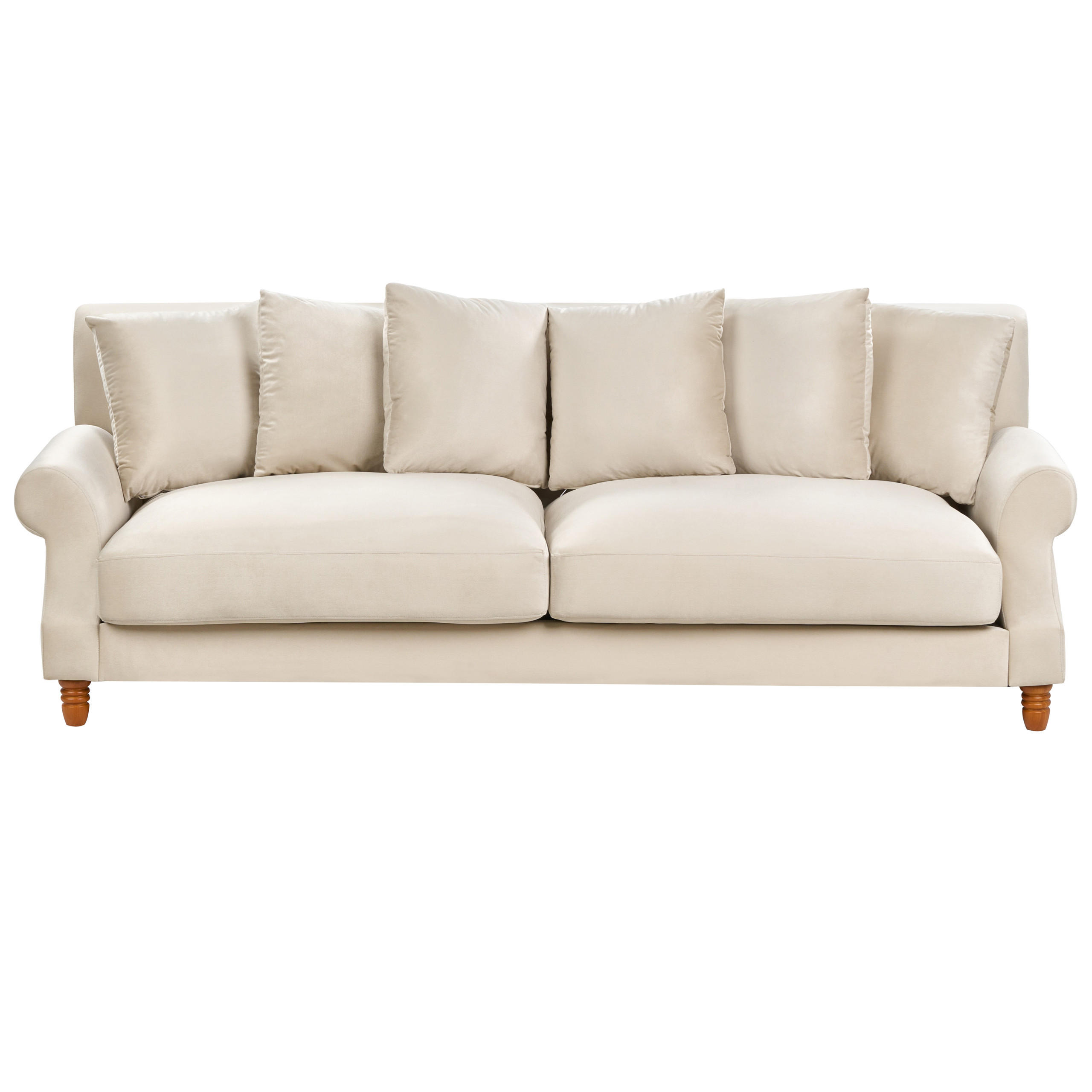 3-SITZER-SOFA Samtstoff cremeweiß Eike - Dunkelbraun/Weiß, Textil (229/82/102cm) - Beliani