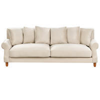 3-SITZER-SOFA Samtstoff cremeweiß Eike - Dunkelbraun/Weiß, Textil (229/82/102cm) - Beliani