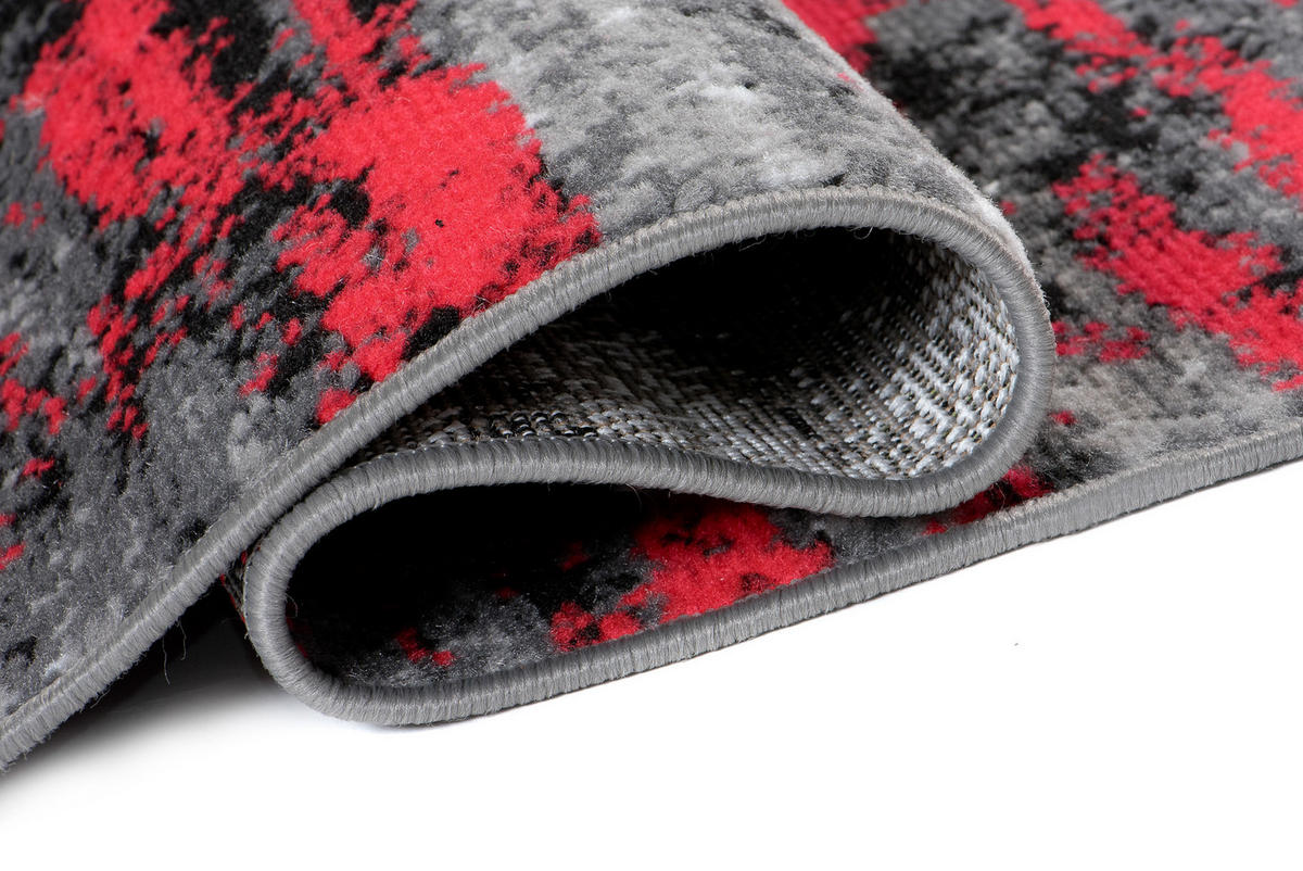 LÄUFER MAYA Schwarz Rot 70/400 cm - Rot, Textil (70/400cm) - Tapiso