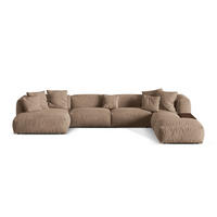 PANORAMASOFA modular rechts Martina aus Samt dunkelbeige 5 Sitzplätze - Mokka, Textil (280/75/406cm) - Micadoni