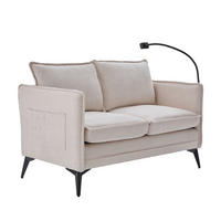 SOFA 2-Sitzer modernes Design mit Handy-Halterung Beige Chenille 127/69/66 cm - Beige, Textil (127/66/69cm) - OKWISH