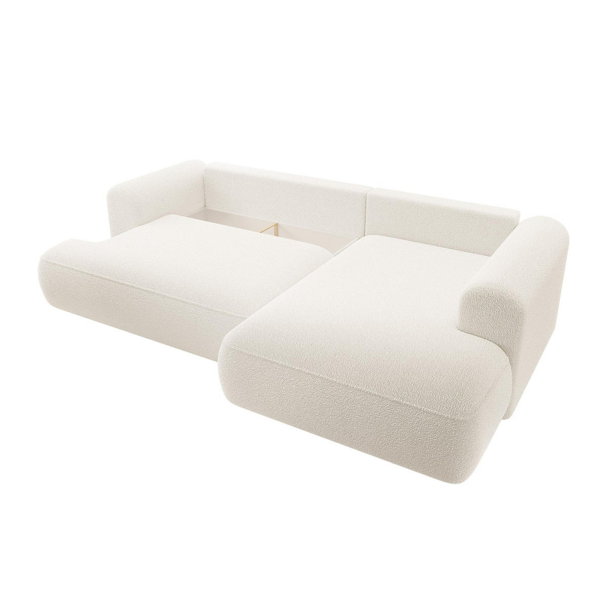ECKSOFA Ovo Creme Bouclé - Creme/Schwarz, Kunststoff/Textil (165/260cm) - Selsey