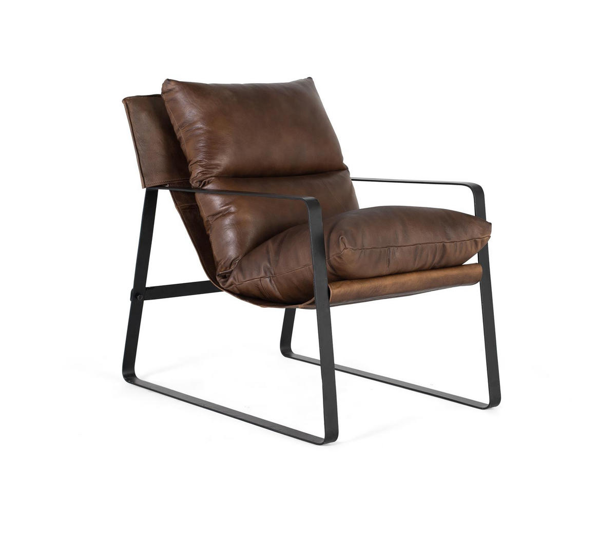 SESSEL aus Leder und Metall - Smaragdgrün, Fell (58/80/80cm) - Giner y Colomer