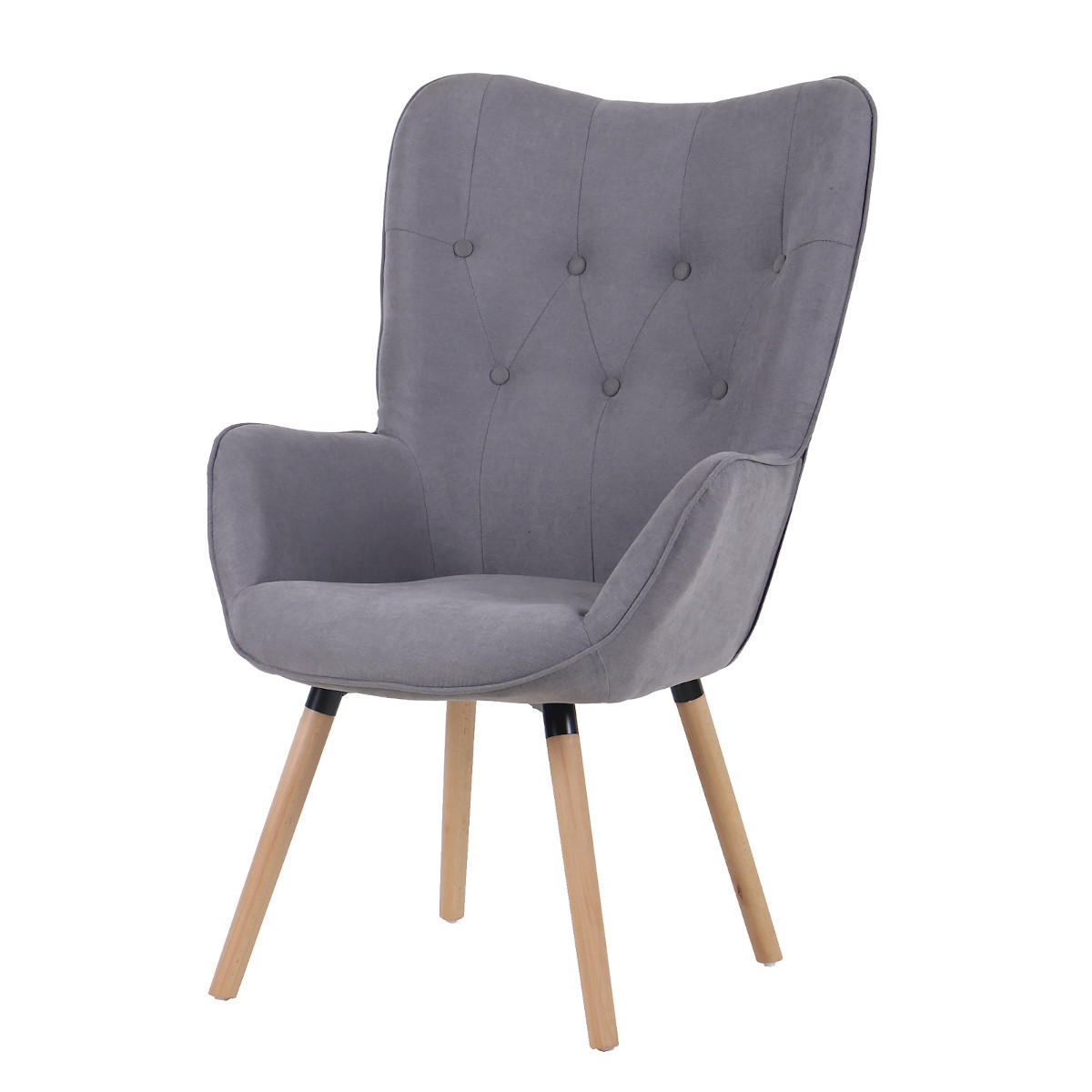 OHRENSESSEL CLEO Stoffbezug Hellgrau - Hellgrau/Grau, Textil (61/107/70cm) - SVITA