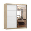 SCHWEBETÜRENSCHRANK Pola 42 B Sonoma Eiche/Weiß + Spiegel 203 cm - Alufarben/Weiß, Holzwerkstoff/Metall (203/218/61cm) - imoebel24