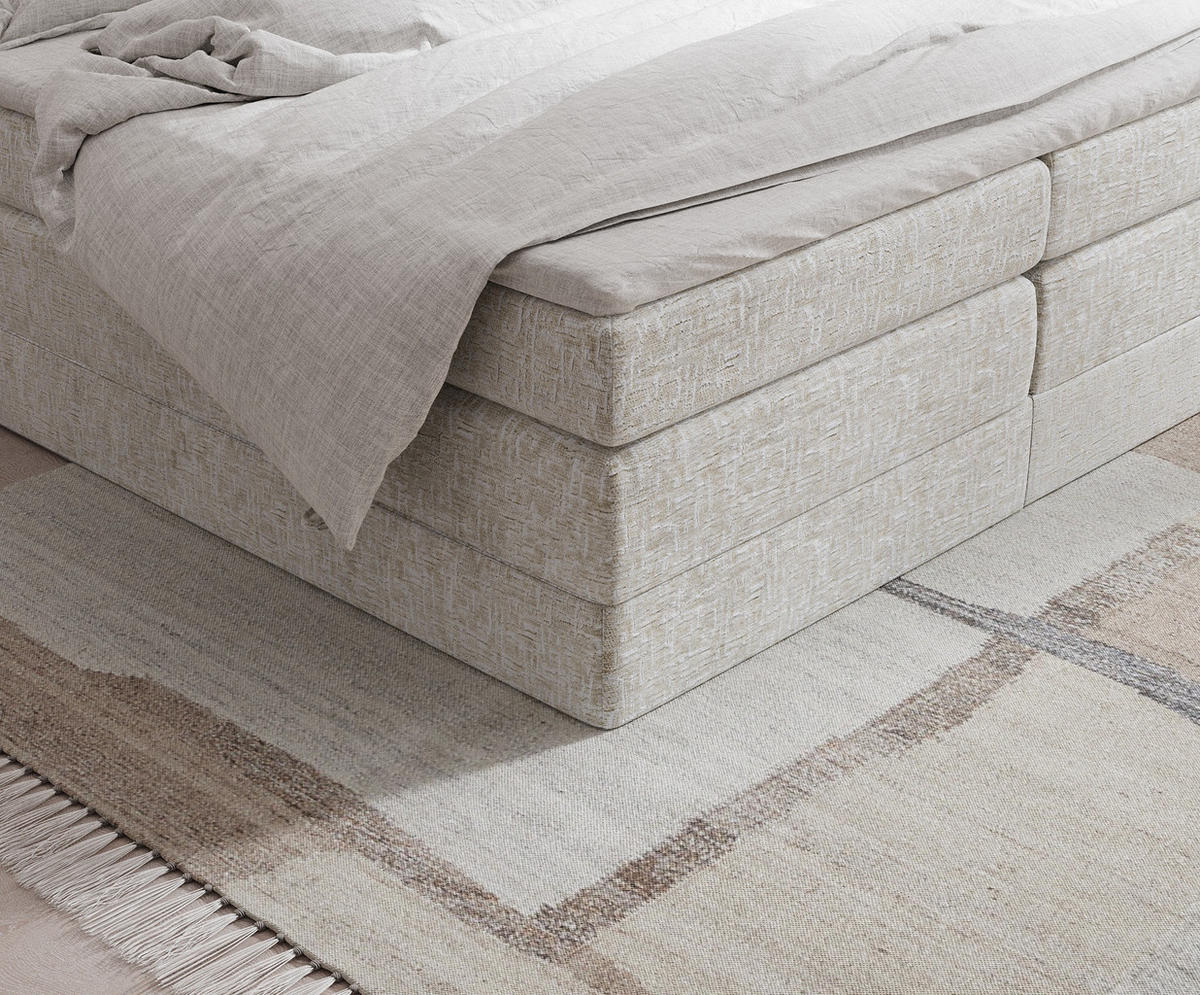 BOXSPRINGBETT Juniper Beige 160/200 cm - Beige/Schwarz, Holz/Holzwerkstoff (160/200cm) - Maison de Reve