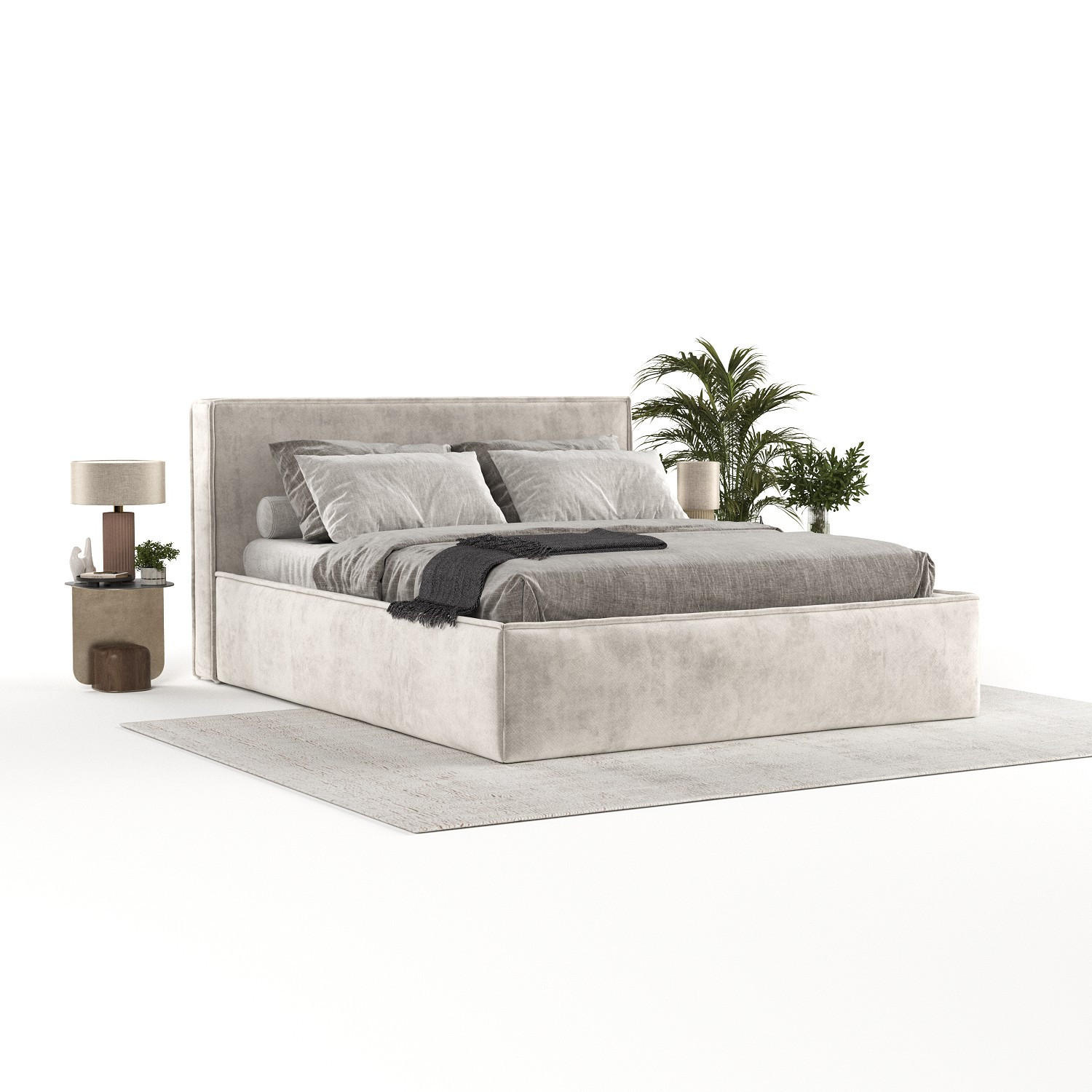 POLSTERBETT Sato mit Stauraum 180/200 cm Hellbeige im Terra NW Stoff - Beige/Schwarz, Holz/Holzwerkstoff (180/200cm) - AltaBeds
