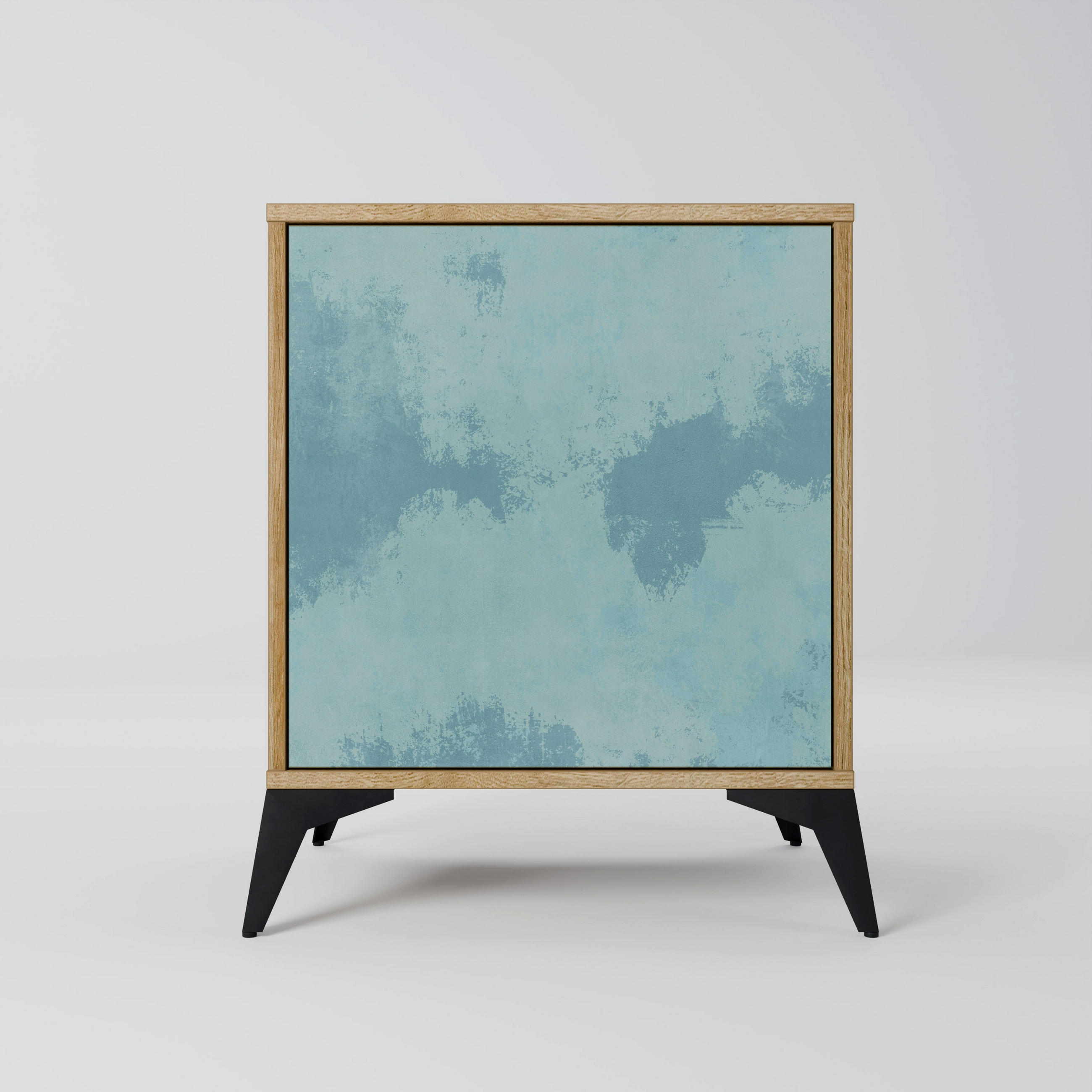 SIDEBOARD SKY WASH, Eichefarben, 57,5x42x70,5 cm, Schwarze Metall-Sternfüße - Eichefarben/Multicolor, Holzwerkstoff/Metall (57.5/70.5/42cm) - SpaceRebels
