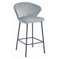 BARHOCKER Silbergrauer Samt, Bequeme Sitzfläche, Schwarze Füße - Grau, Textil (43/46/33cm) - Best For Home