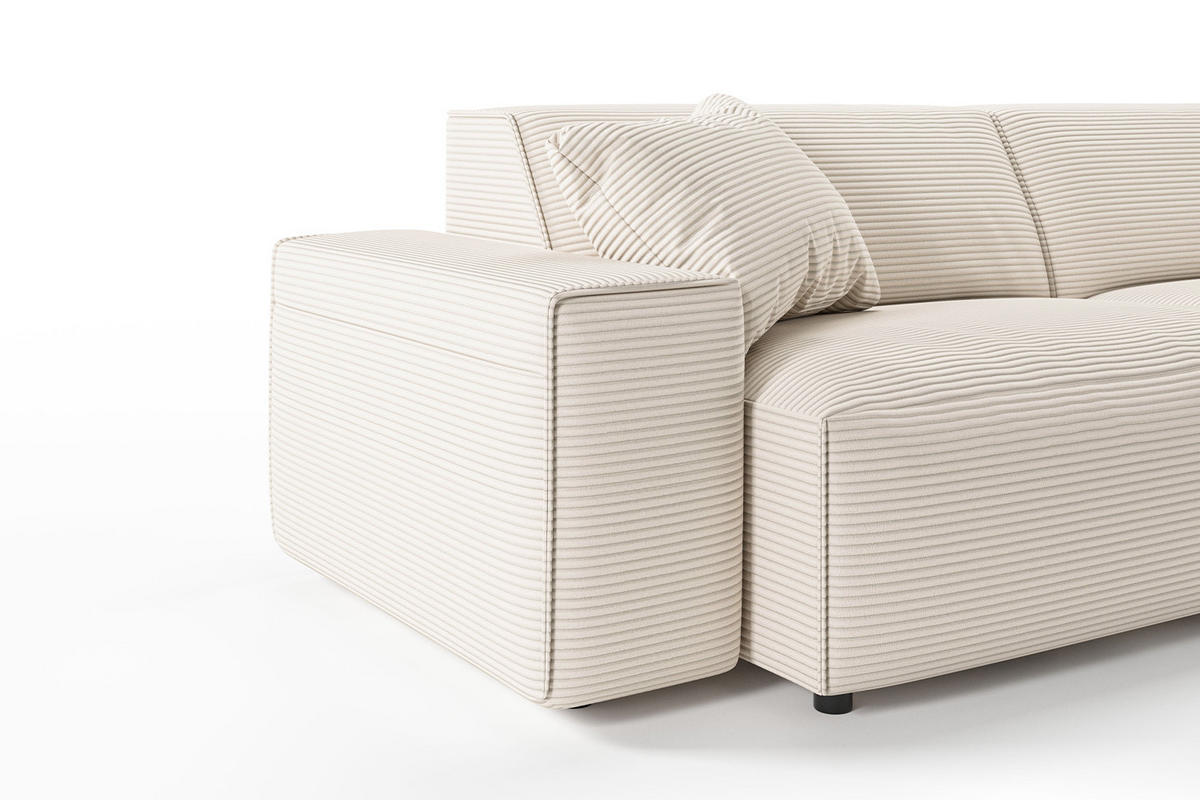 ECKSOFA RANI Cremeweiß Cord - Creme/Schwarz, Kunststoff/Textil (299/189cm) - KAWOLA