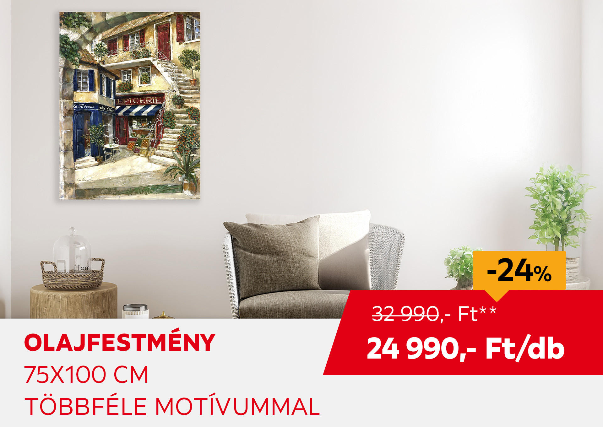 Olajfestmény, 75 x 100 cm Kiemelt termék 32990 Ft.- helyett 24990 Ft.-