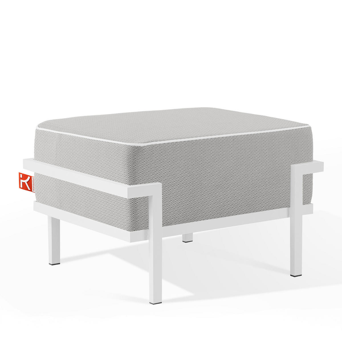 GARTENLOUNGE-HOCKER TRIGLO auf Metallfüßen, Modern, Weiß - Dunkelgrau/Weiß, Textil/Metall (69/44/54cm) - KONSIMO®