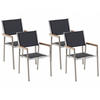 GARTENSTUHL 4er-Set schwarz Edelstahl Grosseto - Hellbraun/Silberfarben, Metall (55/87/58cm) - Beliani