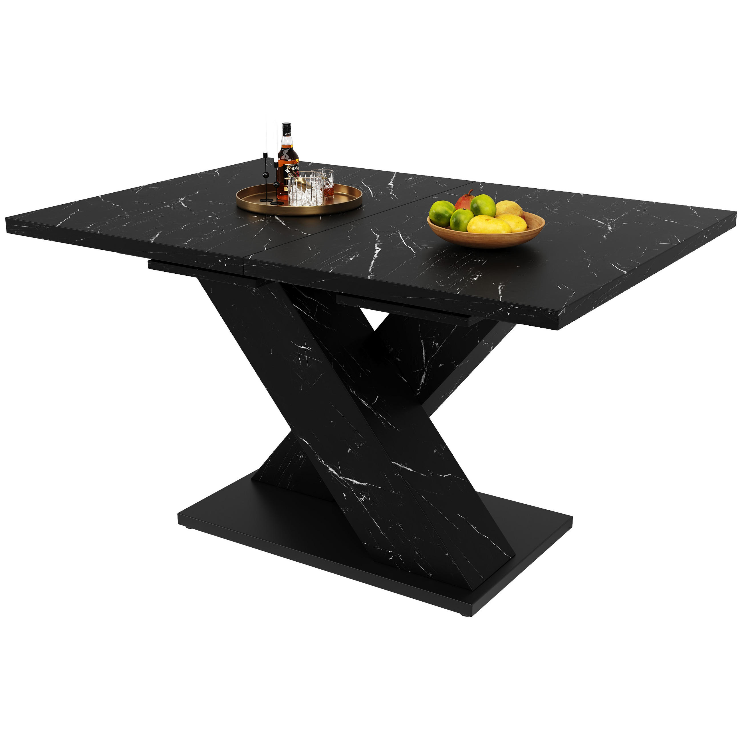 ESSTISCH ausziehbar 119-158,5/80/75 cm DE-39666 Schwarz - Schwarz, Holzwerkstoff (80/119/75cm) - ComfortXL