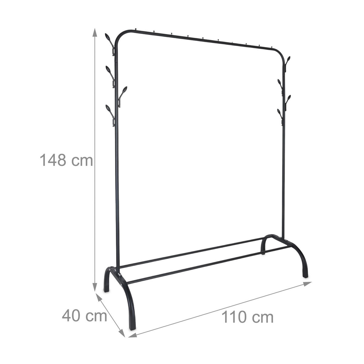 KLEIDERSTÄNDER - Schwarz, Kunststoff/Metall (110/148/40cm) - Relaxdays