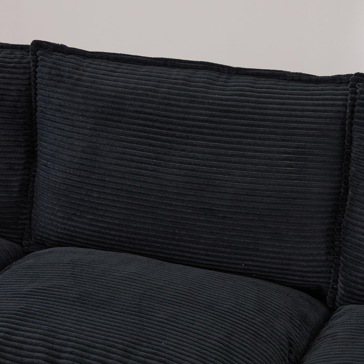 2-SITZER Sofa aus Cord 190x73x84 cm in Schwarz mit USB-C & Seitentaschen - Schwarz, Textil (73/84/190cm) - Modfu