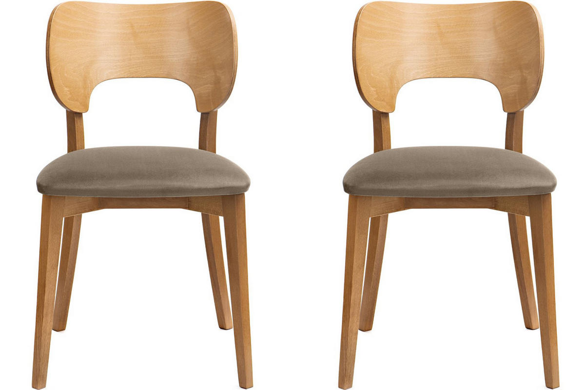 ESSZIMMERSTÜHLE LYCO (2er-Set), beige / Eiche hell - Eichefarben/Beige, Holz/Buchenholz (47/81/45cm) - KONSIMO®