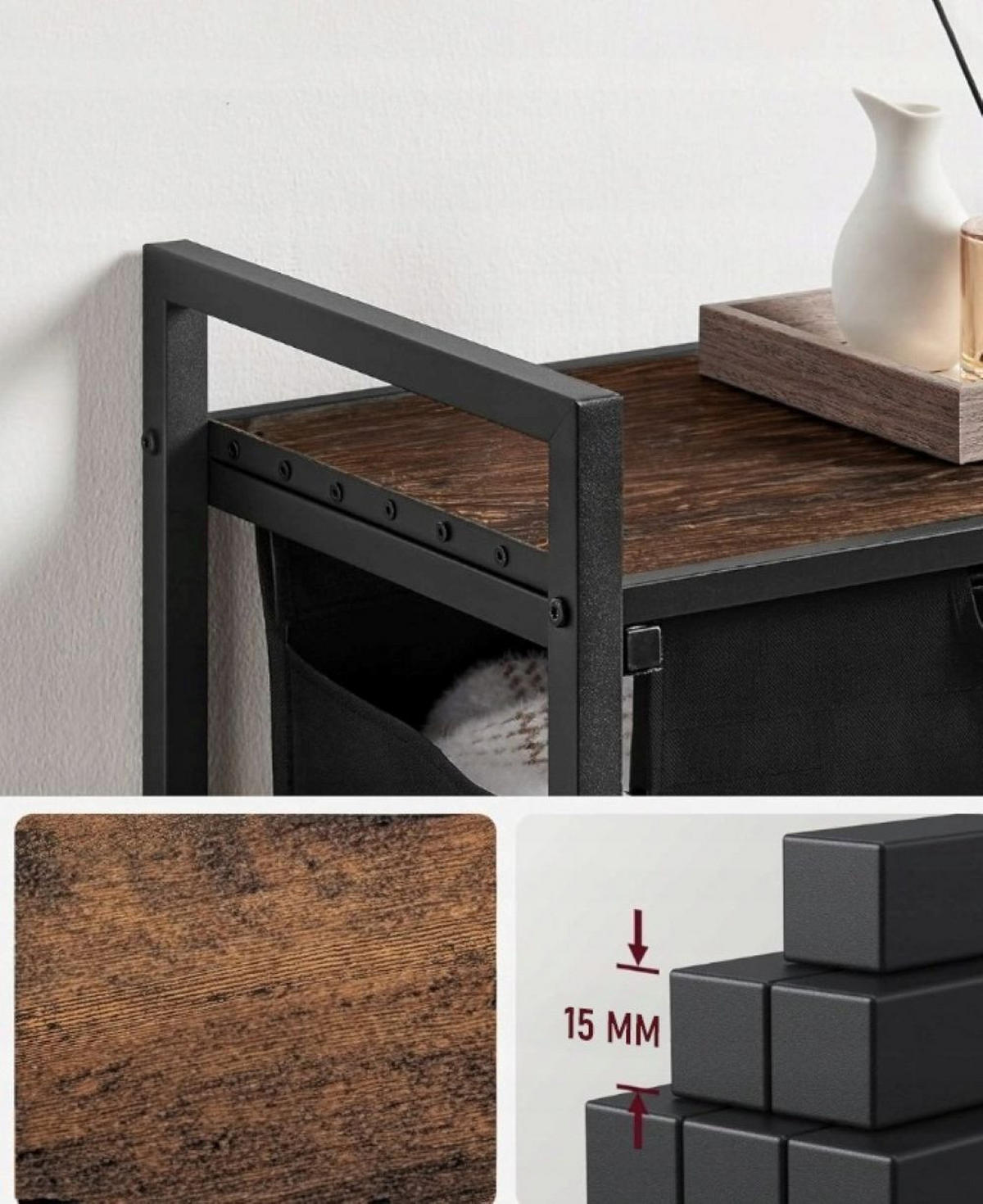 WÄSCHEKORB, schwarz 73x33x72 cm - Schwarz, Holzwerkstoff (73/72/33cm)