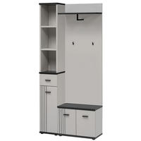 GARDEROBEN-SET 3-teilig Kaschmir, schwarz, Flurgarderobe 90 cm mit Stauraum - Kaschmir/Schwarz, Holzwerkstoff/Kunststoff (90/203/32cm) - Inn.Furn
