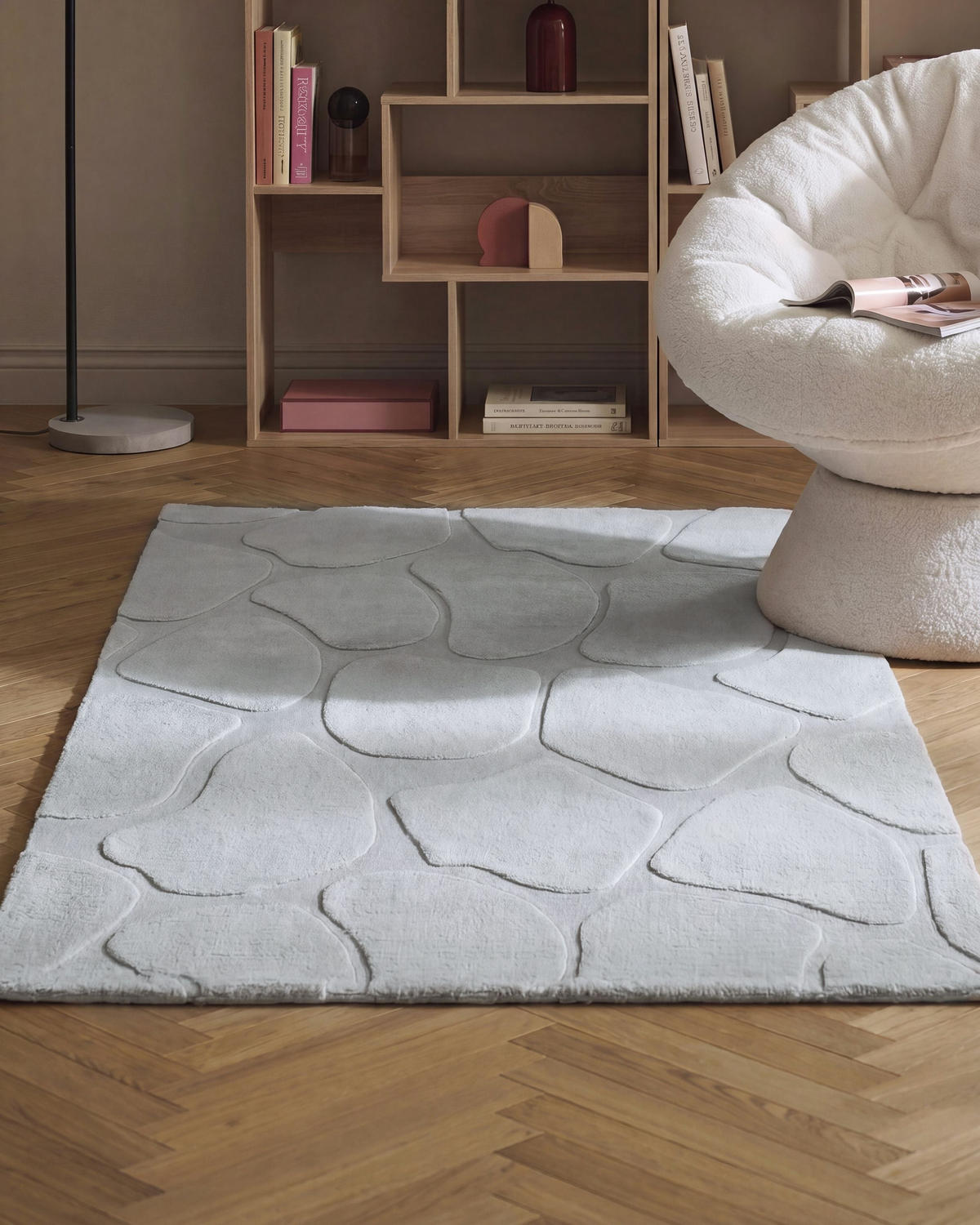 TEPPICH Hellgrau 160/160 cm Kawi - Hellgrau/Grau, Textil (160/160cm) - Beliani