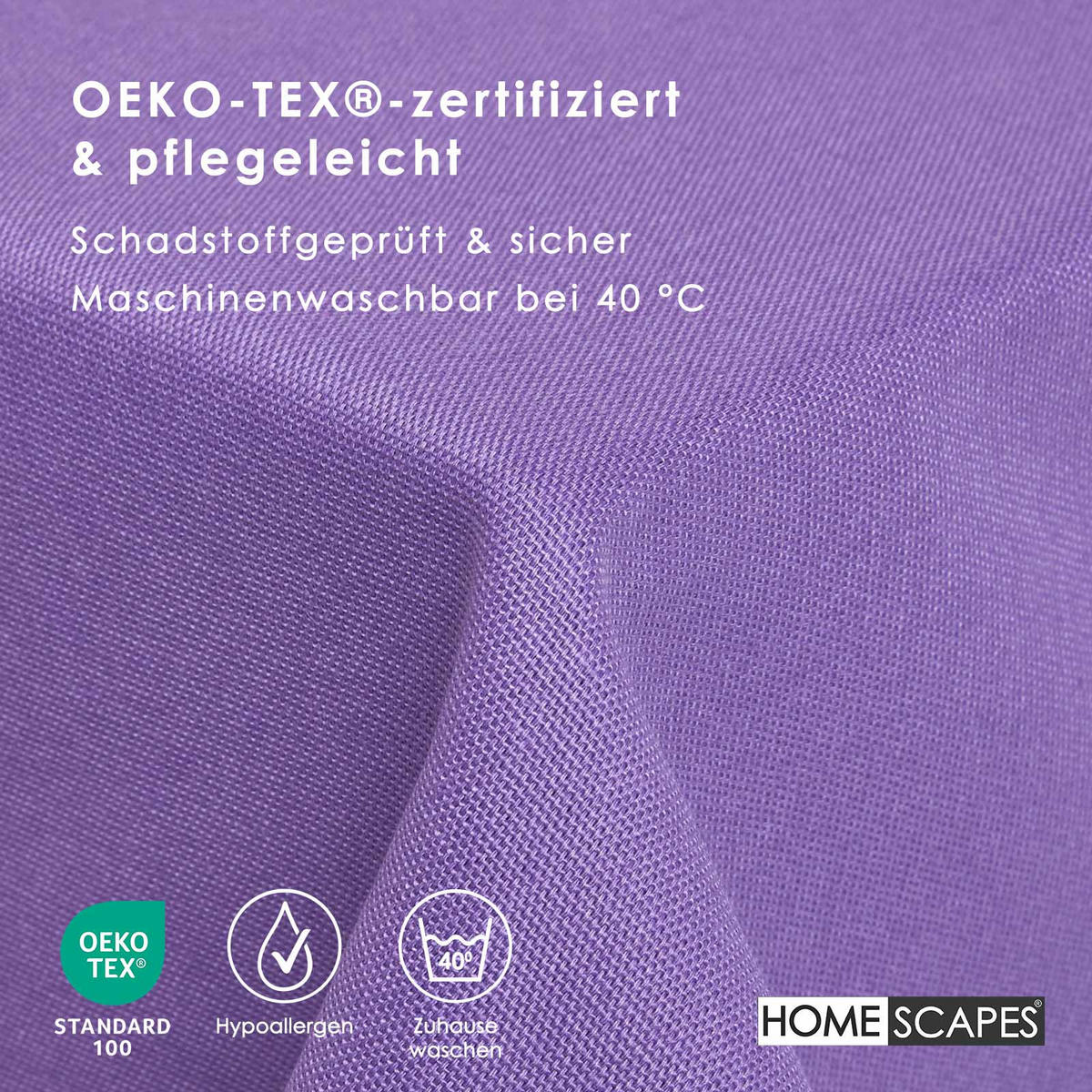 TISCHDECKE lila 137/137 cm, 100% Baumwolle - Lila, Textil (137/137cm) - Homescapes