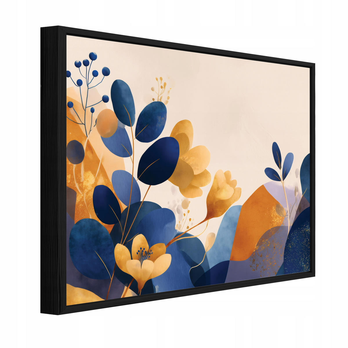 BILDER mit Rahmen Abstrakt Blätter Beige 120x80 cm - Multicolor, Holzwerkstoff (120/80cm) - Wallarena