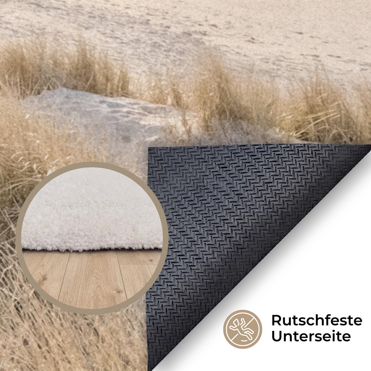 KOBERCE - Duny - Pláž - Béžová - 180x120 cm - piesková, textil/plast (180/0.4cm) - OnlyWow