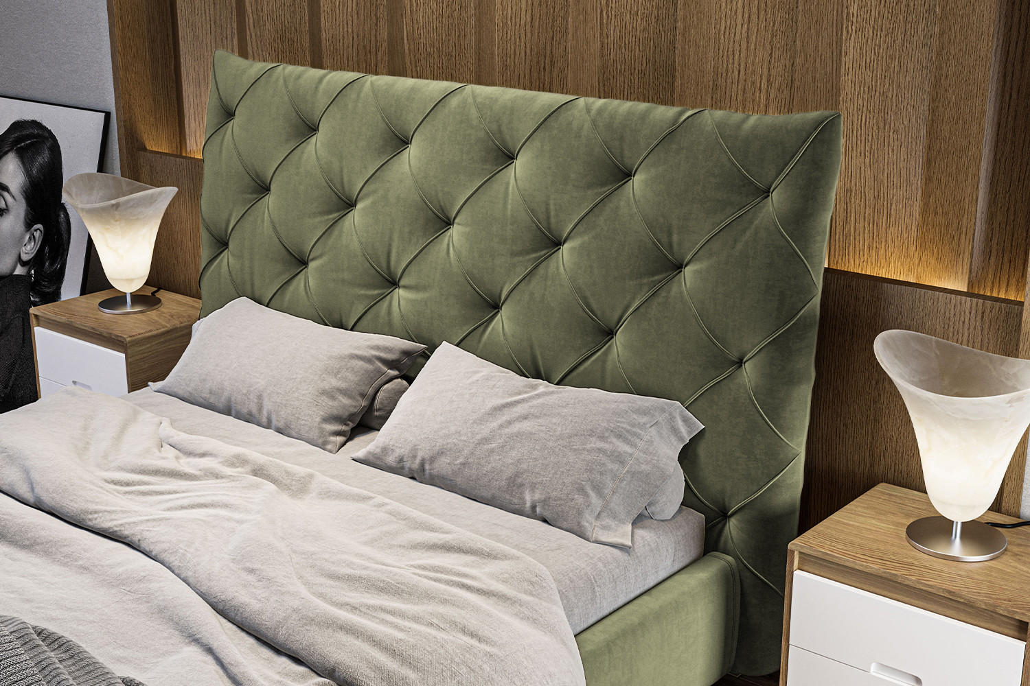 POLSTERBETT ANNY Grün Massivholz - Grün, Textil (200/200cm) - KAWOLA