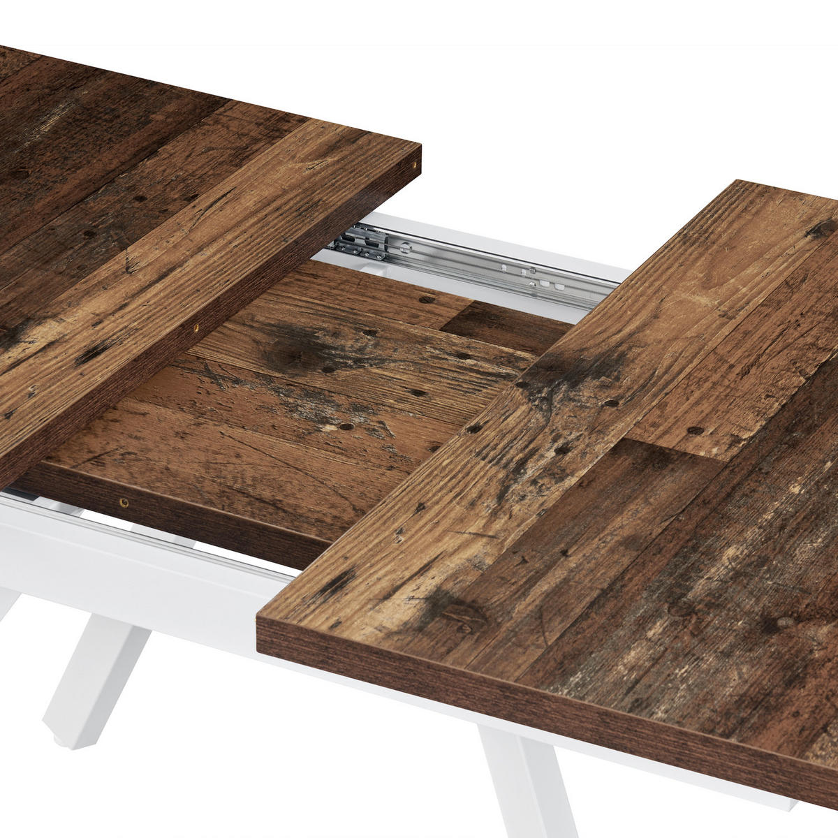 ESSTISCH SVEN 120-160/80/76 cm Texas-Eiche - Weiß/Braun, Holzwerkstoff/Metall (80/120/76cm) - B&D Home