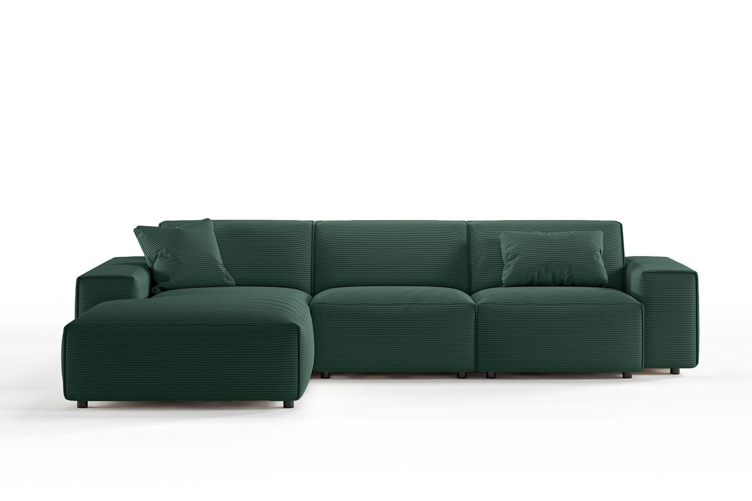 ECKSOFA RANI Smaragdgrün Cord - Smaragdgrün/Schwarz, Kunststoff/Textil (299/189cm) - KAWOLA