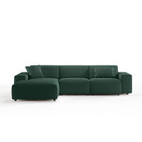 ECKSOFA RANI Smaragdgrün Cord - Smaragdgrün/Schwarz, Kunststoff/Textil (299/189cm) - KAWOLA