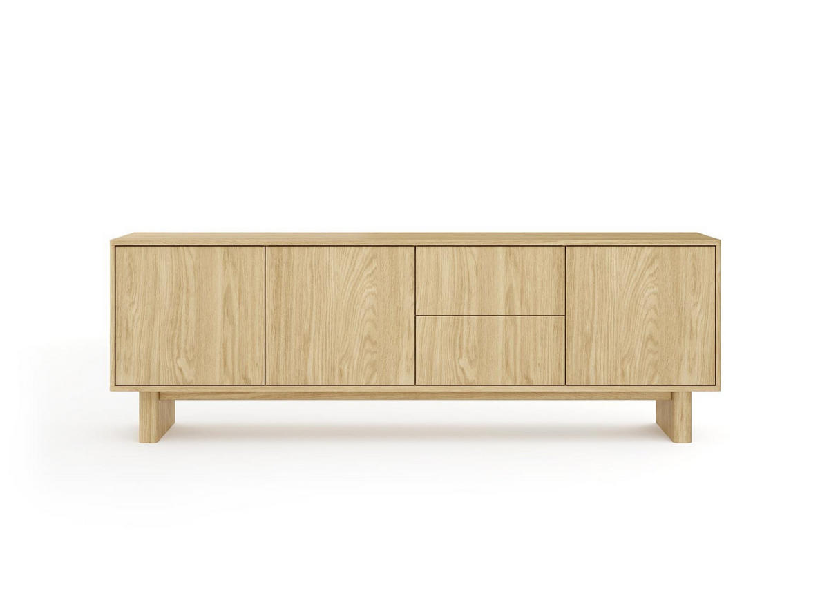 RTV-SCHRANK Buna Eiche, TV-Tisch - Eichefarben, Holzwerkstoff (183/62/38cm) - Bettso